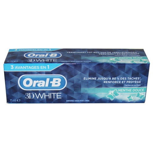 [80539] خمیر دندان اورال-بی مدل 3D WHITE مدل MENTHE DOUCE حجم75میل