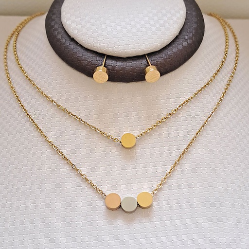 نیم ست زنانه استیل دو ردیفه دایره کد w-se-50