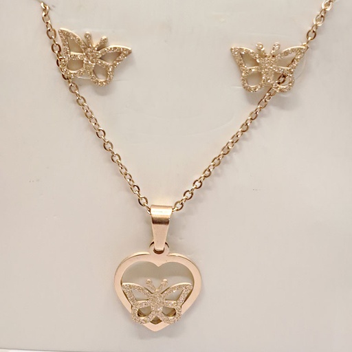 نیم ست زنانه استیل مدل قلب کد w-se-159