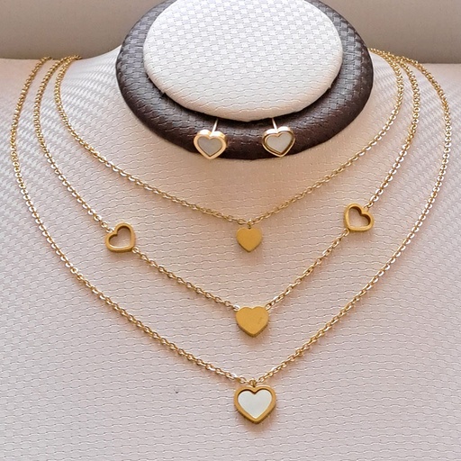 نیم ست زنانه سه ردیفه استیل مدل قلب کد w-se-184