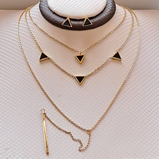 [83931] نیم ست زنانه سه ردیفه استیل مدل مثلث کد w-se-189