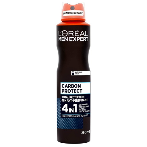 [87595] اسپری ضد تعریق مردانه لورآل سری Men Expert مدل Carbon Protect حجم 250 میل
