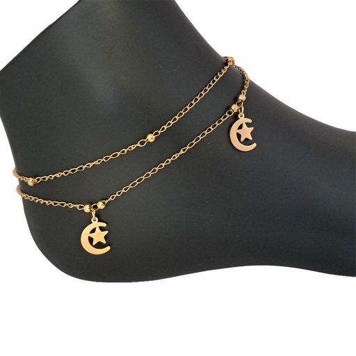 پابند استیل دو ردیفه مدل ماه وستاره کد W-an-20