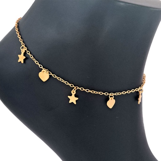 [105952] پابند استیل مدل قلب و ستاره آویز دار کد W-an-101