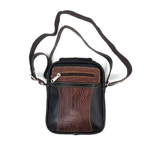 کیف دوشی چرم طبیعی ترکیبی ساده و کروکودیل