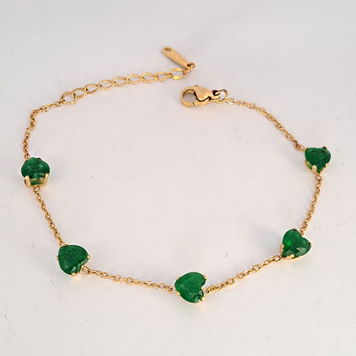 دستبند زنانه نگین دار طرح قلب استیل w-br-207