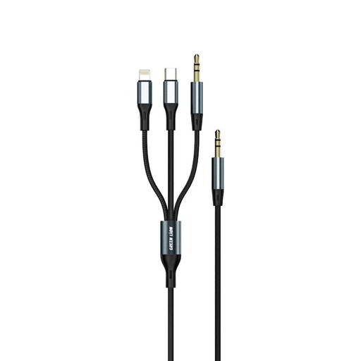 [6650057] سیم شارژ گرین لاین آی یو ایکس 3 در 1 Green 3 In 1 AUX Cable 