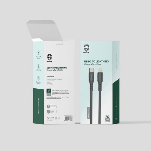کابل گرین لاین تایپ سی به لایتنینگ 1متر Green USB-C to lightning cable GNUSBCTLCBK