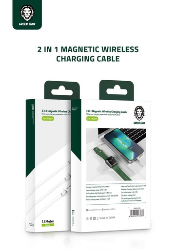 [6650066] کابل شارژ گرین لاین مغناطیسی Green 2 In 1 Magnetic Wireless Charging Cable