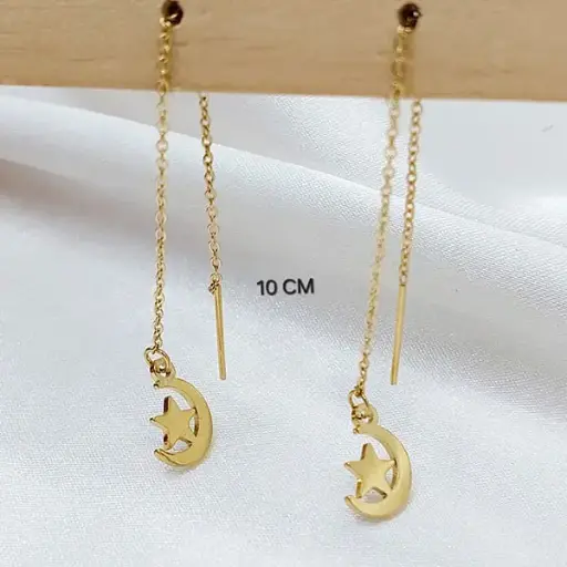 گوشواره بخیه ای مدل ماه و ستاره کد w-er-064