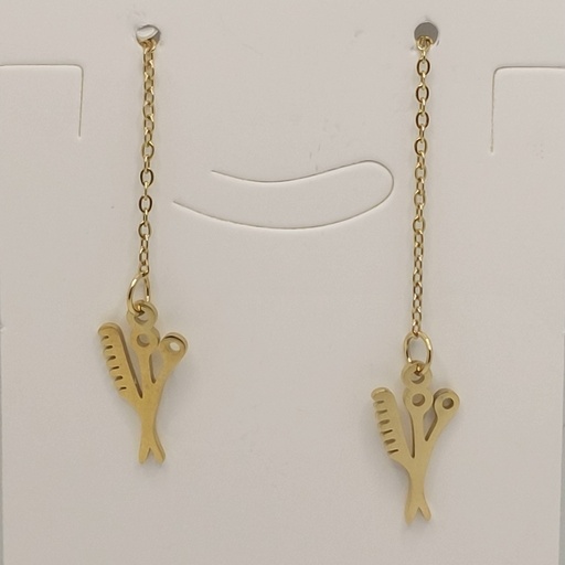 گوشواره بخیه ای مدل شانه و قیچی کد w-er-062