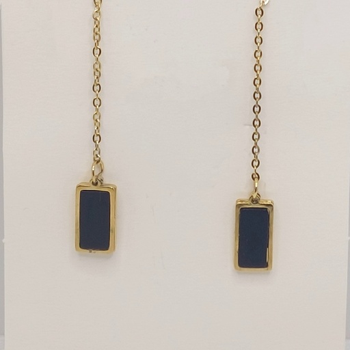 گوشواره بخیه ای مدل مستطیل نگین مشکی