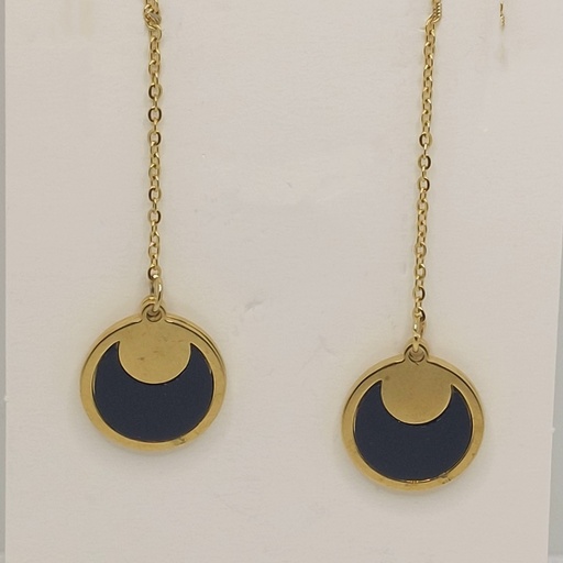 گوشواره بخیه ای مدل دایره نگين مشکی