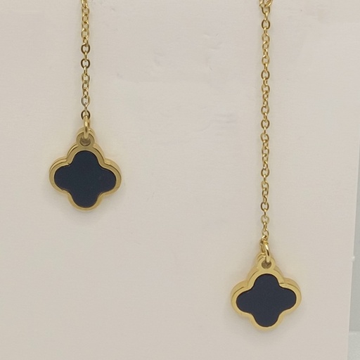 گوشواره بخیه ای مدل ون کلیف نگین مشکی