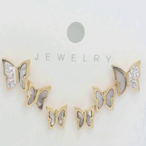 [190233] گوشواره پک ۳ تایی میخی استیل کد w-er-014