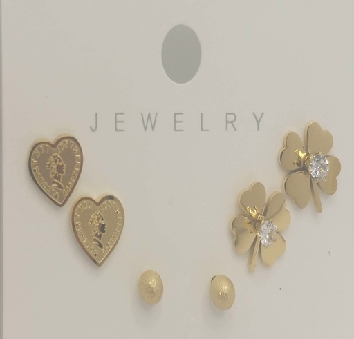 گوشواره پک ۳ تایی میخی استیل کد w-er-02