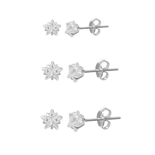 گوشواره میخی پک ۳ تایی مدل ستاره استیل کد w-er-124