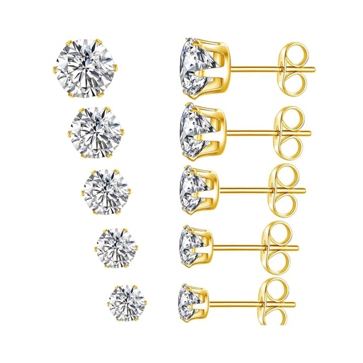 گوشواره میخی پک ۵تایی مدل دایره استیل کد w-er-129