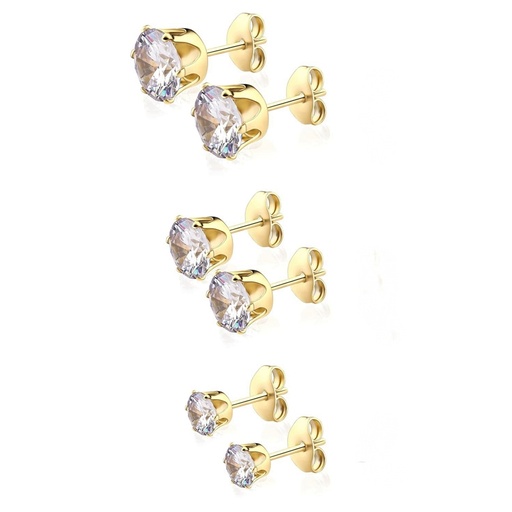 گوشواره میخی پک ۳تایی مدل دایره استیل کد w-er-131
