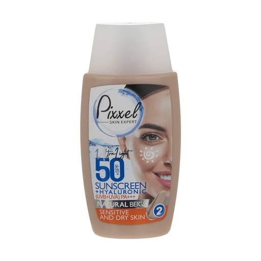 [190369] کرم ضدآفتاب پیکسل، مدل Natural BEIGE مناسب پوست های خشک و حساس حجم 50 میل