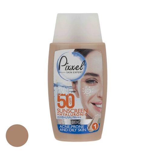 کرم ضدآفتاب رنگی پیکسل با 50 SPF مدل LIGHT BEIGE مناسب برای پوست‌های چرب حجم 50 میل