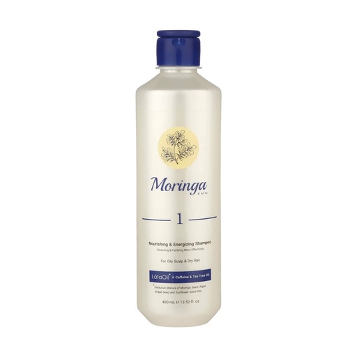 شامپو مغذی و انرژی‌بخش مورینگا اِمو مدل 1 مناسب پوست سر چرب و موی خشک 400 میل