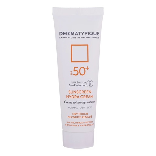 کرم ضدآفتاب بی‌رنگ درماتیپیک با +SPF50 مدل هیدرا مناسب پوست های نرمال تا خشک حجم 50 میل