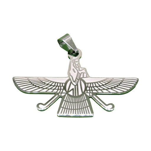 پلاک گردنی استیل تک‌رو برجسته مدل فروهر کد 03