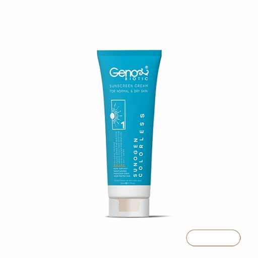 [190666] کرم ضدآفتاب بیرنگ ژنوبایوتیک SPF50 مدل 1 مناسب پوست خشک و معمولی حجم 50 میل