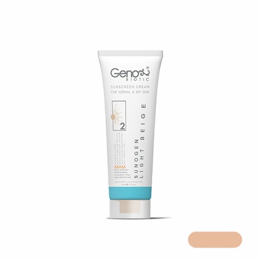 کرم ضد آفتاب رنگی ژنوبایوتیک سانوژن SPF50 مدل 2 مناسب پوست خشک و معمولی حجم 50 میل-بژ روشن