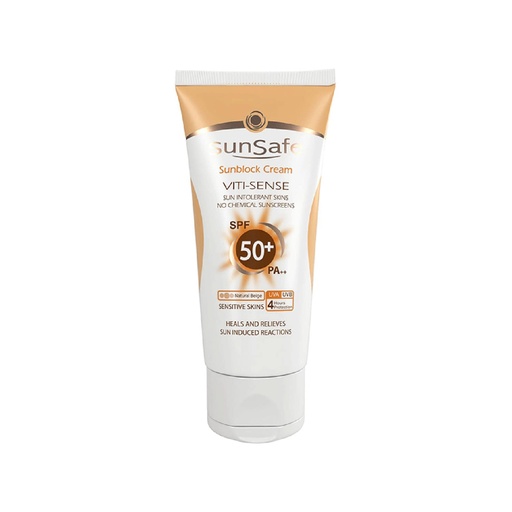 [750092] کرم ضد آفتاب رنگی سان سیف +SPF50 فاقد جاذب های شیمیایی مناسب پوست حساس ۵۰ میلی لیتر