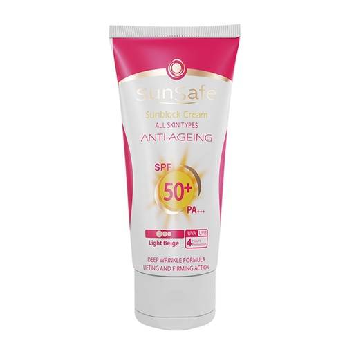 کرم ضدآفتاب spf50 ضدچروک کرم پودری بژروشن سان سیف  