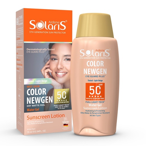 ضد آفتاب رنگی Color NEWGEN +SPF50 آردن سولاریس انواع‌پوست 100میل-بژ روشن