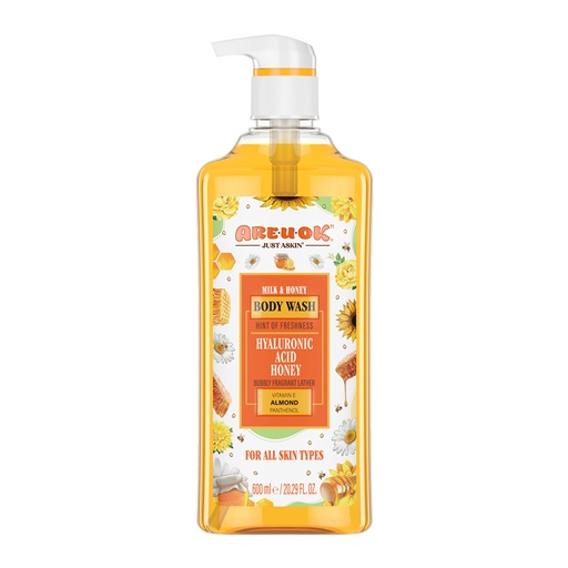 ژل شستشوی بدن با رایحه شیر و عسل آریواُکی 600میل