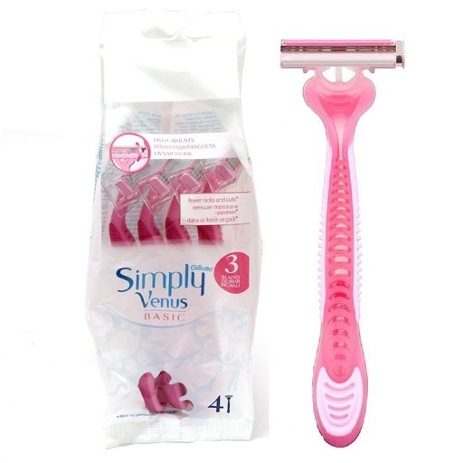[191347] تیغ اصلاح 3تیغه ژیلت مدل Simply Venus Basic بسته 4 عددی 