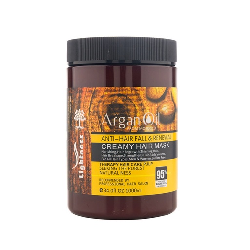 ماسک مو تقویت کننده لایتنس مدل Argan Oil فاقد سولفات مناسب انواع مو حجم 1000 میلی لیتر