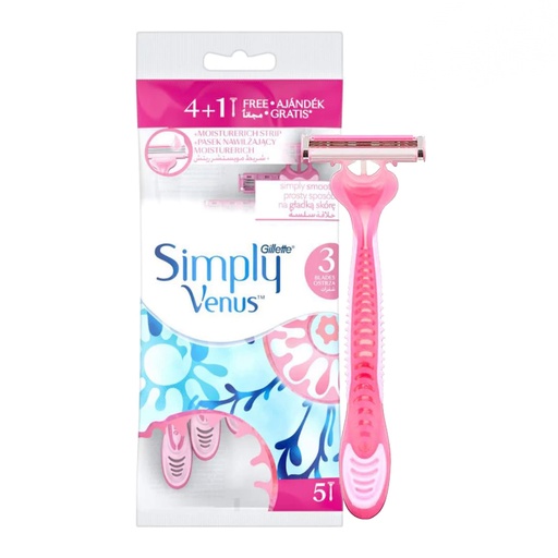 [191421]  تیغ اصلاح 3تیغه ژیلت مدل Simply Venus Basic بسته 5 عددی
