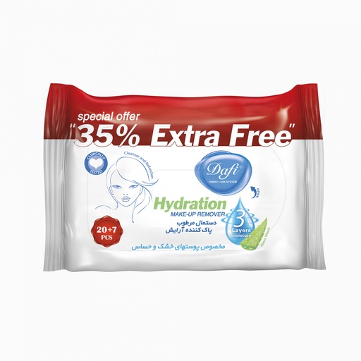  دستمال مرطوب پاک کننده آرایش دافی مدل اکسترا مناسب پوست خشک و حساس بسته 27 عددی 