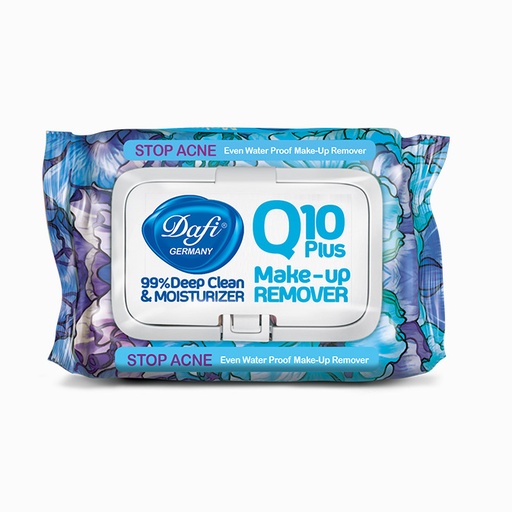 دستمال مرطوب پاک کننده آرایش دافی مدل Q10 (طرح گل 1) پوست‌های نرمال تا خشک بسته 50 عددی