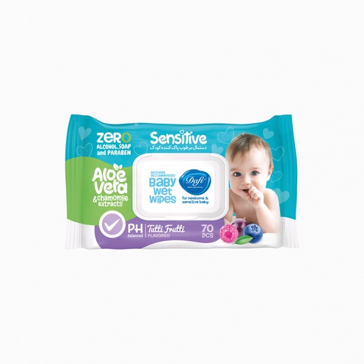  دستمال مرطوب پاک کننده کودک دافی (مدل حساس) بسته 70 عددی 