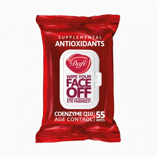 دستمال مرطوب پاک کننده آرایش درب دار دافی مدل آنتی اکسیدان بسته 55 عددی 