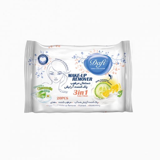 دستمال مرطوب پاک کننده آرایش دافی بسته 20 عددی 