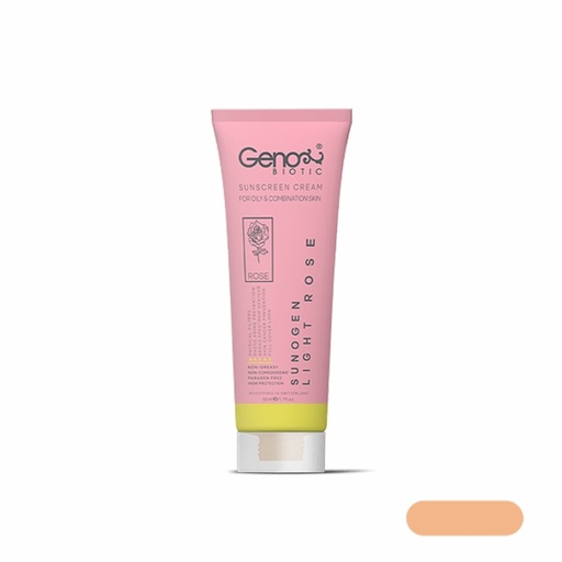 کرم ضد آفتاب رنگی ژنوبایوتیک سانوژن SPF50 مناسب پوست چرب و مختلط حجم 50 میل-رز روشن