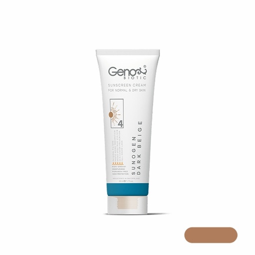 [192312] کرم ضد آفتاب رنگی ژنوبایوتیک سانوژن SPF50 مدل 4 مناسب پوست خشک و معمولی حجم 50 میل-بژ تیره