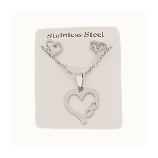 نیم ست استیل مدل قلب کد w-se-304