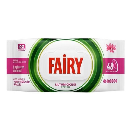 دستمال مرطوب فیری با رایحه لیلیوم (گل زنبق) پاک کننده سطوح بسته ۱۰۰ عددی 