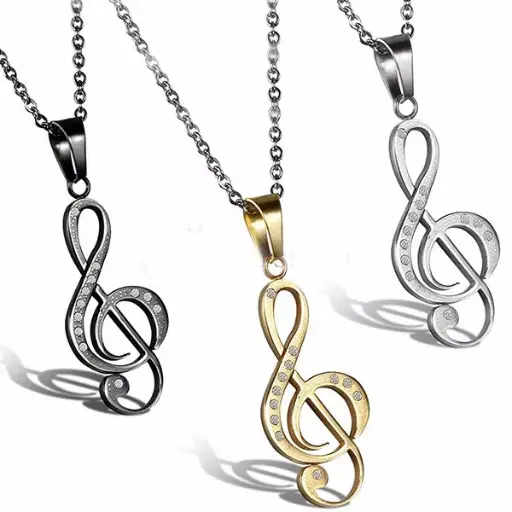 پلاک گردنی مدل نت موسیقی(کلید صلح) استیل  