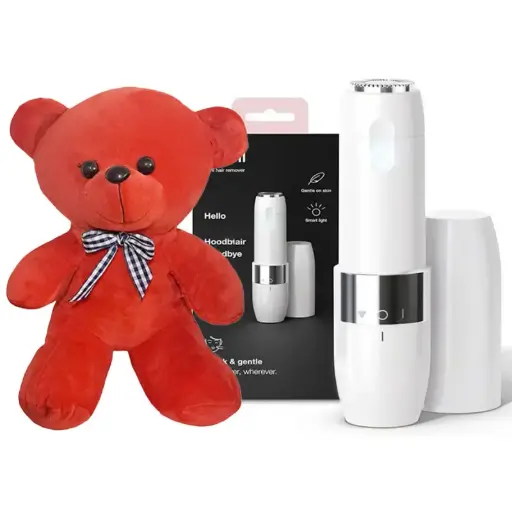 پک هدیه زنانه V028- ماشین اصلاح بانوان طرح براون و خرس قرمز کوچک