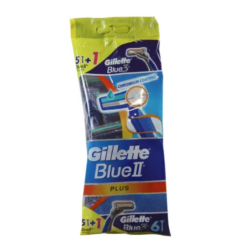 [280349] خودتراش ژیلت سری 5+1 BLUE2 PLUS بسته 6 عددی