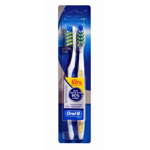 مسواک اورال-بی سری Crossaction مدل SUPERIOR CLEAN با برس نرم بسته 2 عددی 
